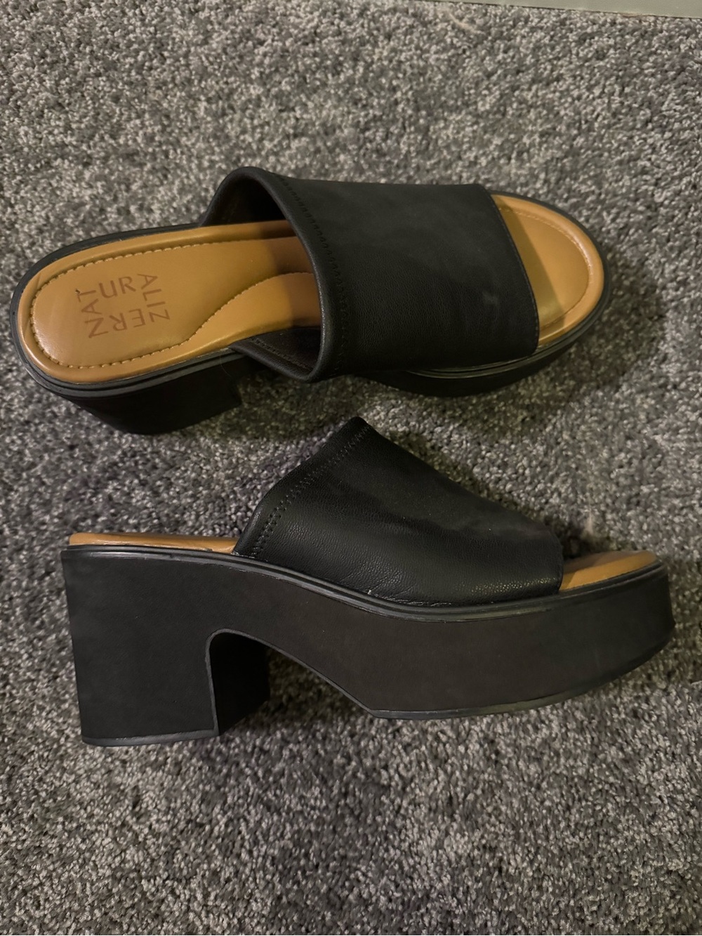 Naturalizer Black Platform Slide Heels